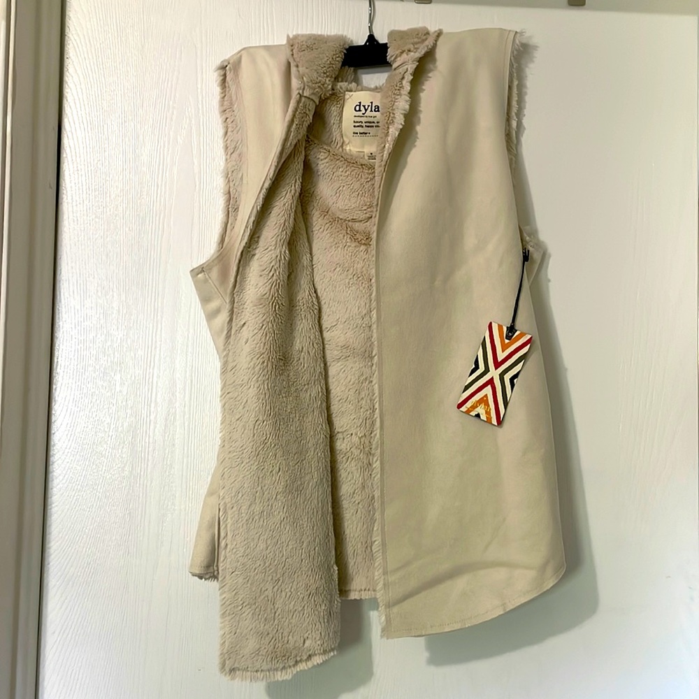 Cream Colored Faux-fur Hooded Vest